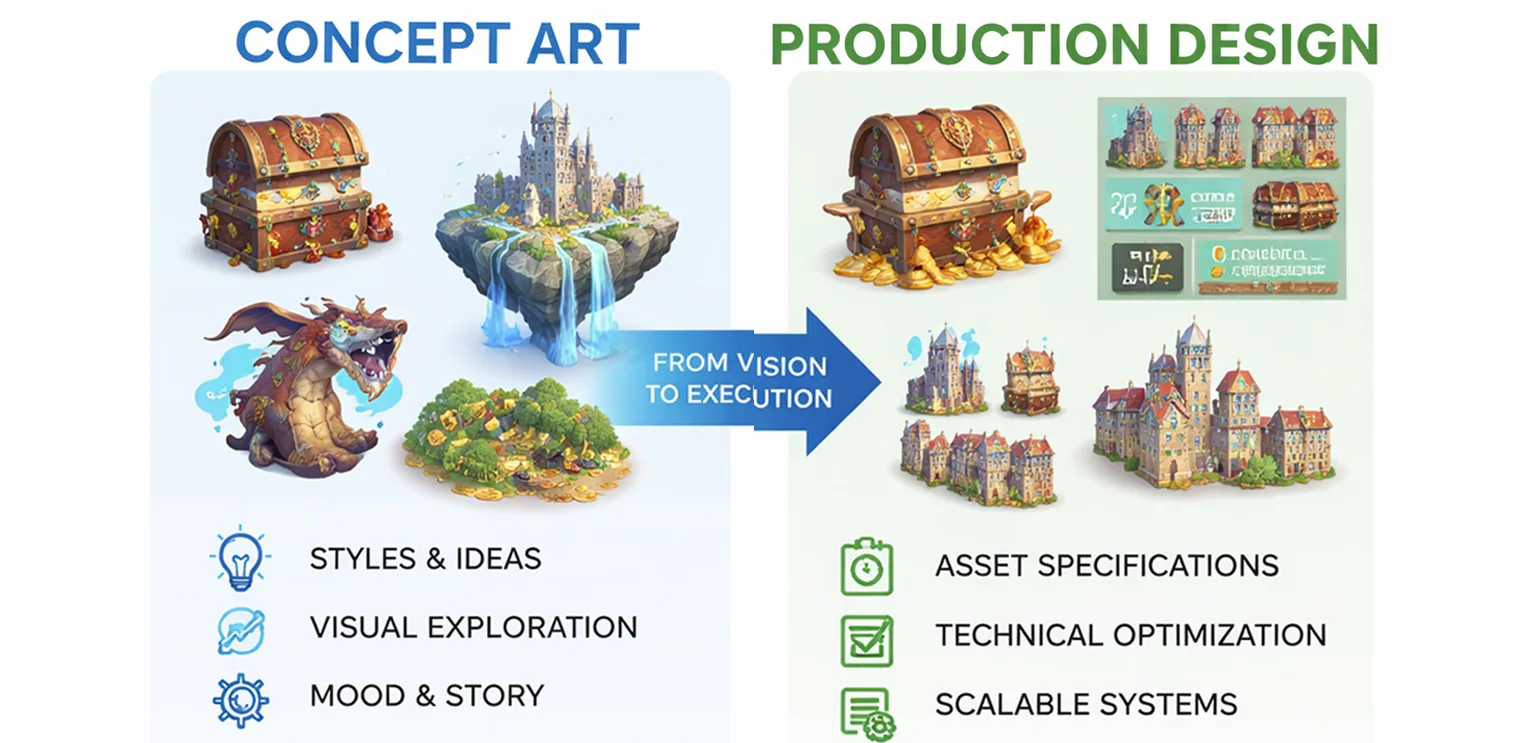 Concept Art vs Production Design: A Complete Guide for Game Studios