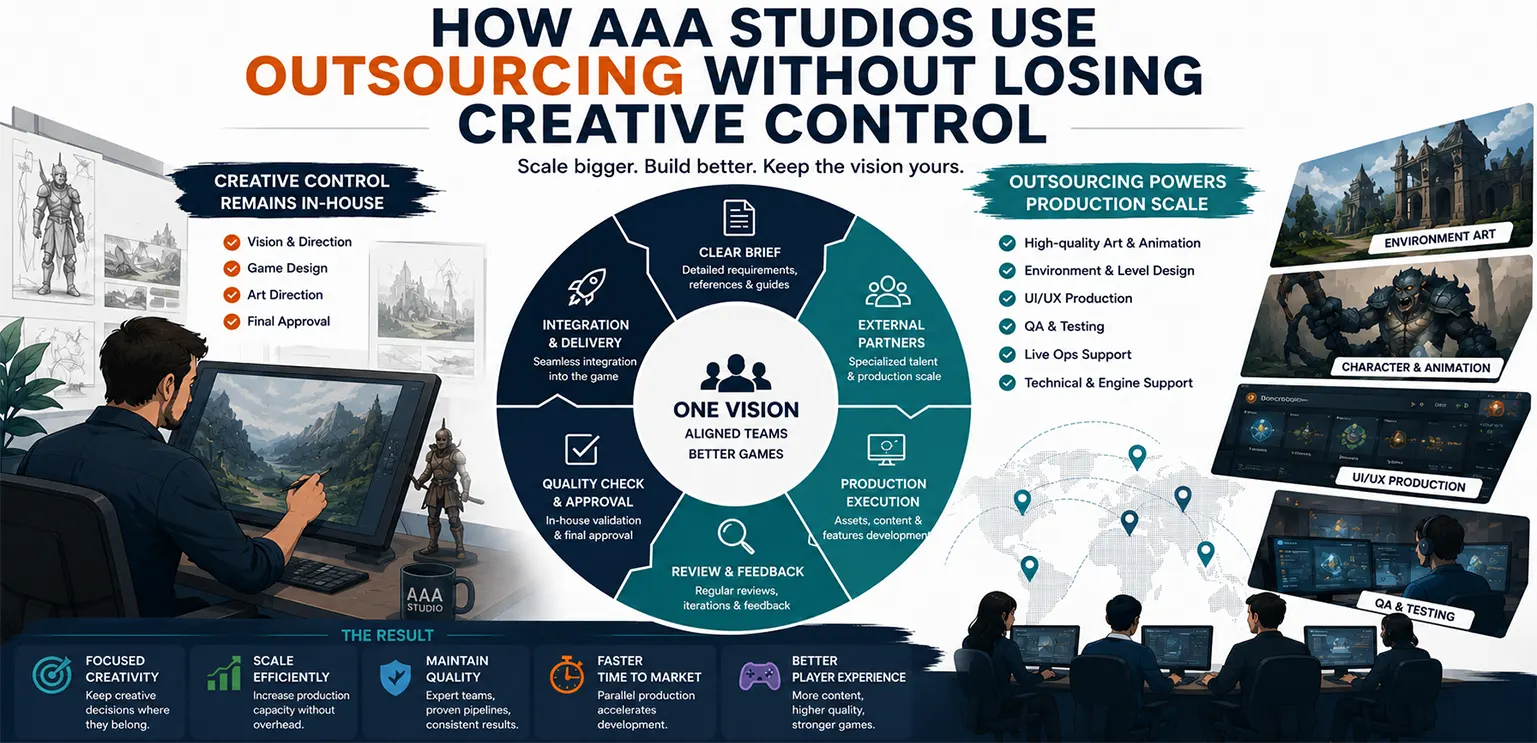 How AAA Studios Scale Game Development Through Outsourcing Without Losing Creative Control