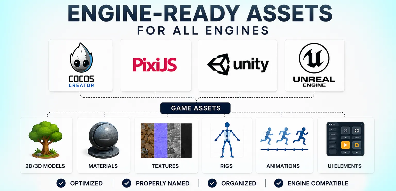 How to Create Engine-Ready Game Assets for Unity, Unreal, Cocos Creator & PixiJS