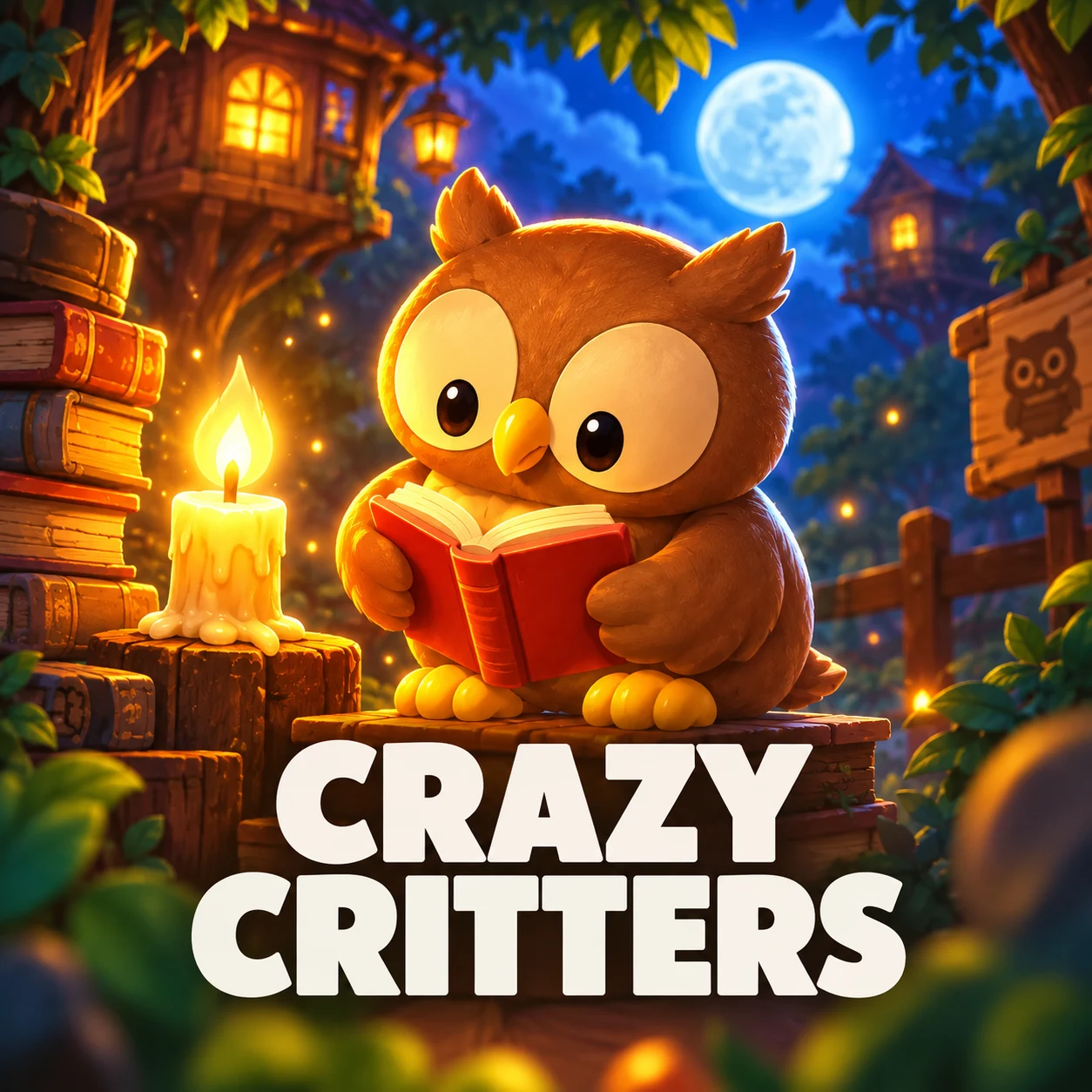 Crazy Critters slot game featuring colorful playful lettering surrounded by leaves, flowers, and a bright jungle setting